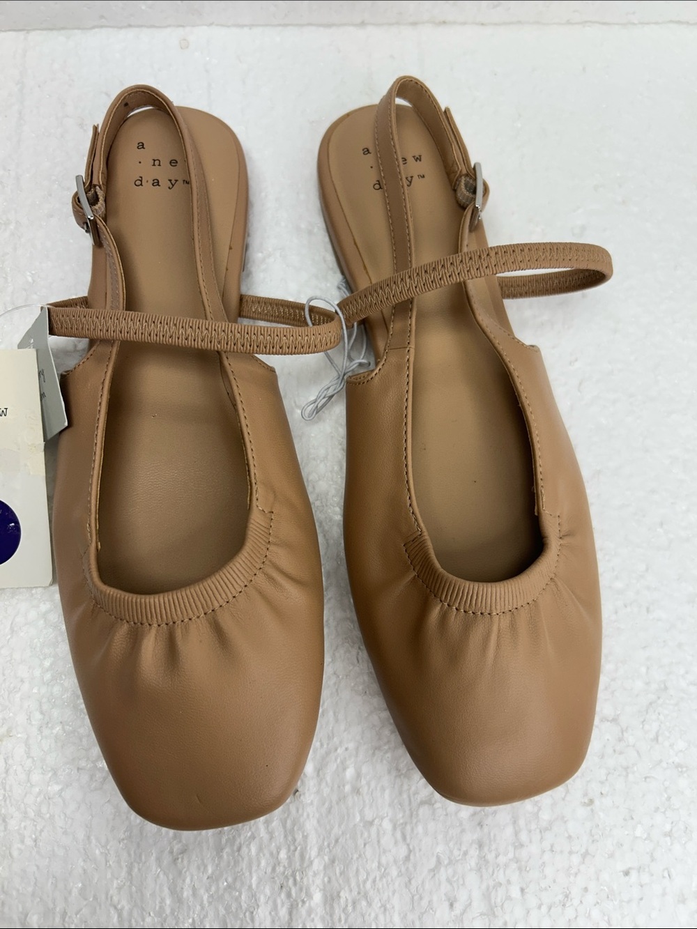 a new day Tan Square-Toe Mary Jane Flats with Adjustable Strap